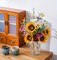 Artificial Faux Flowers in Vase for Home, Sunflower Silk Daisy Bouquet, Fake Flower Arrangement with Pot for Fall & Spring Décor, Coffee Table, Dining Room & Kitchen Centerpieces